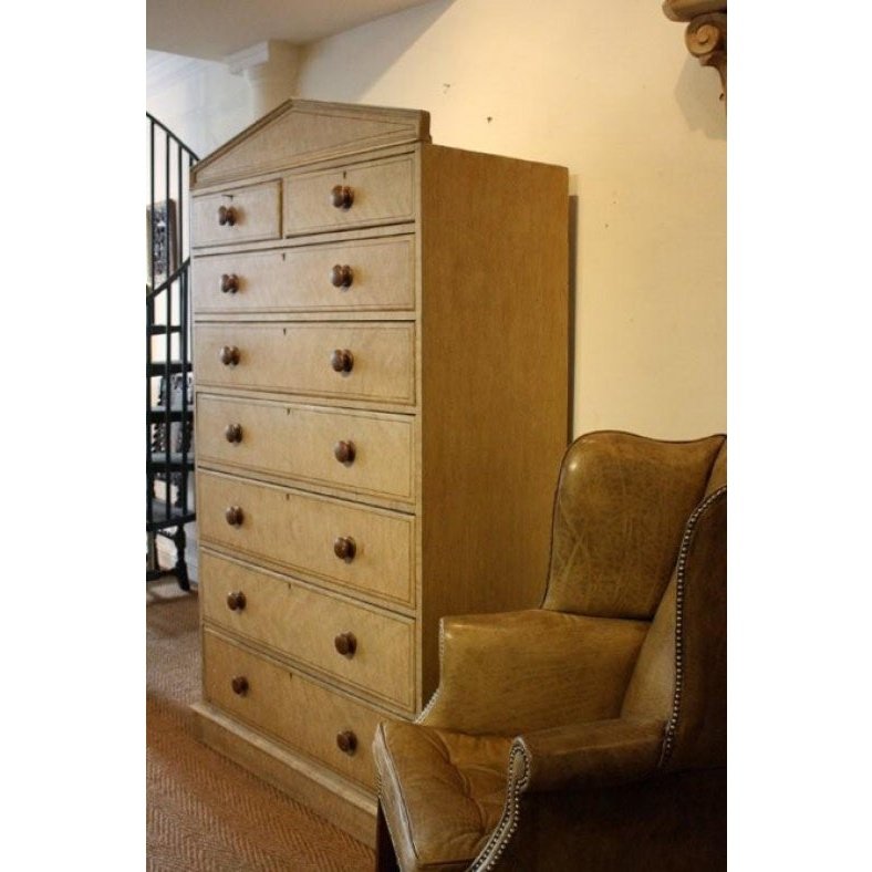 19th century simulated maple wood painted pine chest of drawers