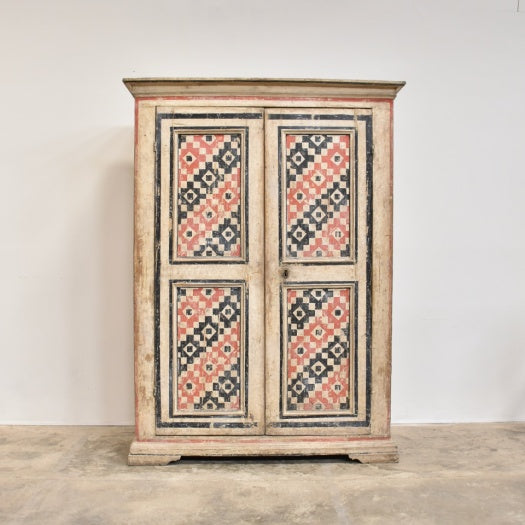 Geometric Painted Italian Cupboard