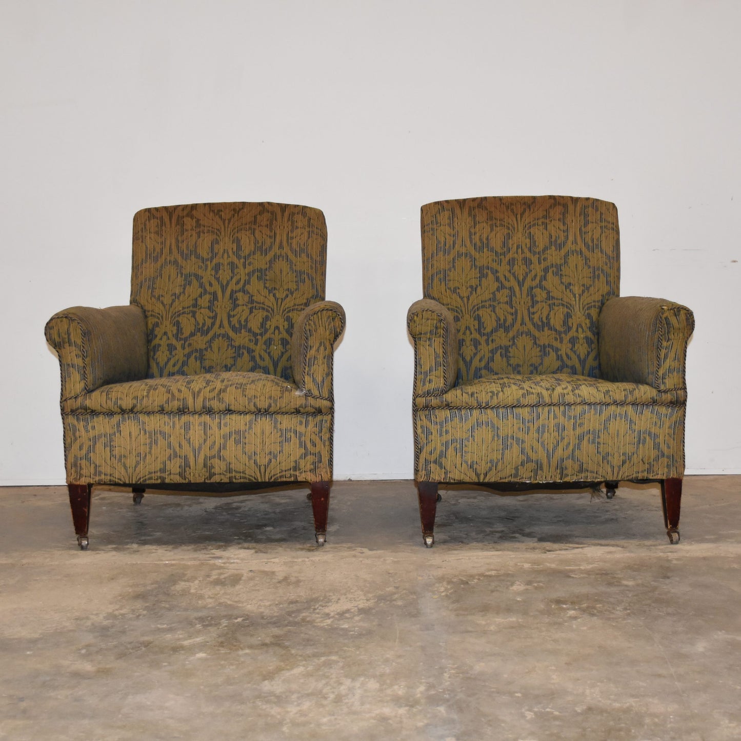 Pair of Edwardian Armchairs / Library Chairs