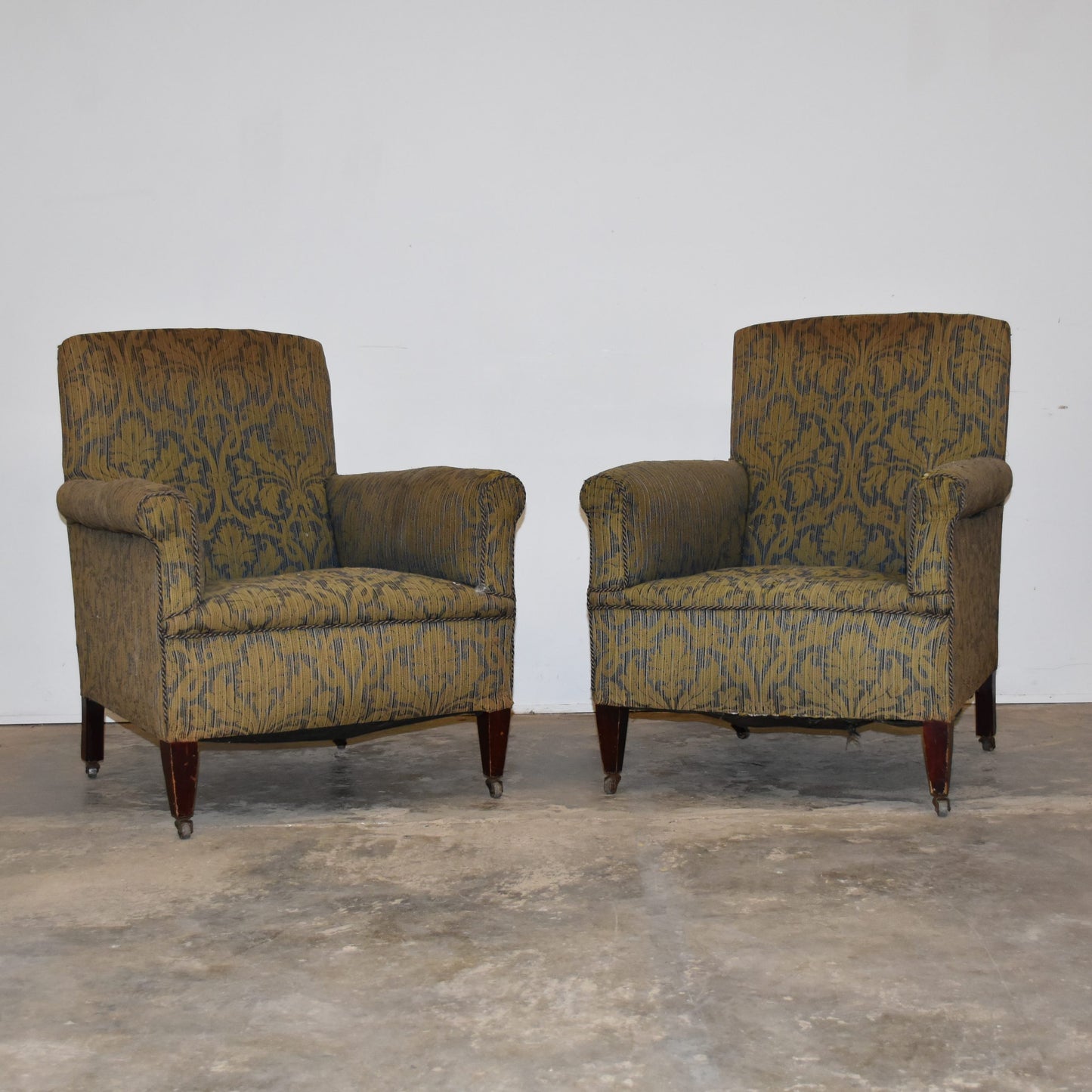 Pair of Edwardian Armchairs / Library Chairs