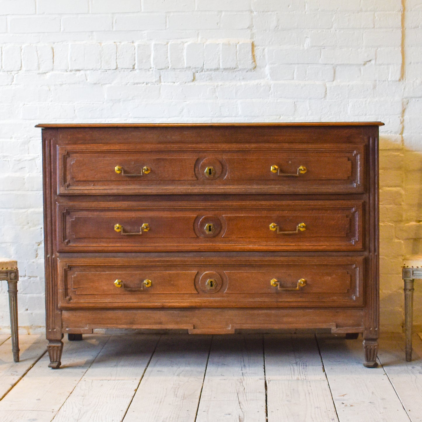 5063 19th Century French Oak Three Drawer Chest