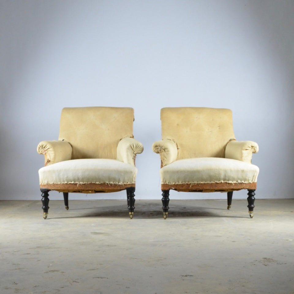Pair of Fauteuil, Full Reupholstery Inc.