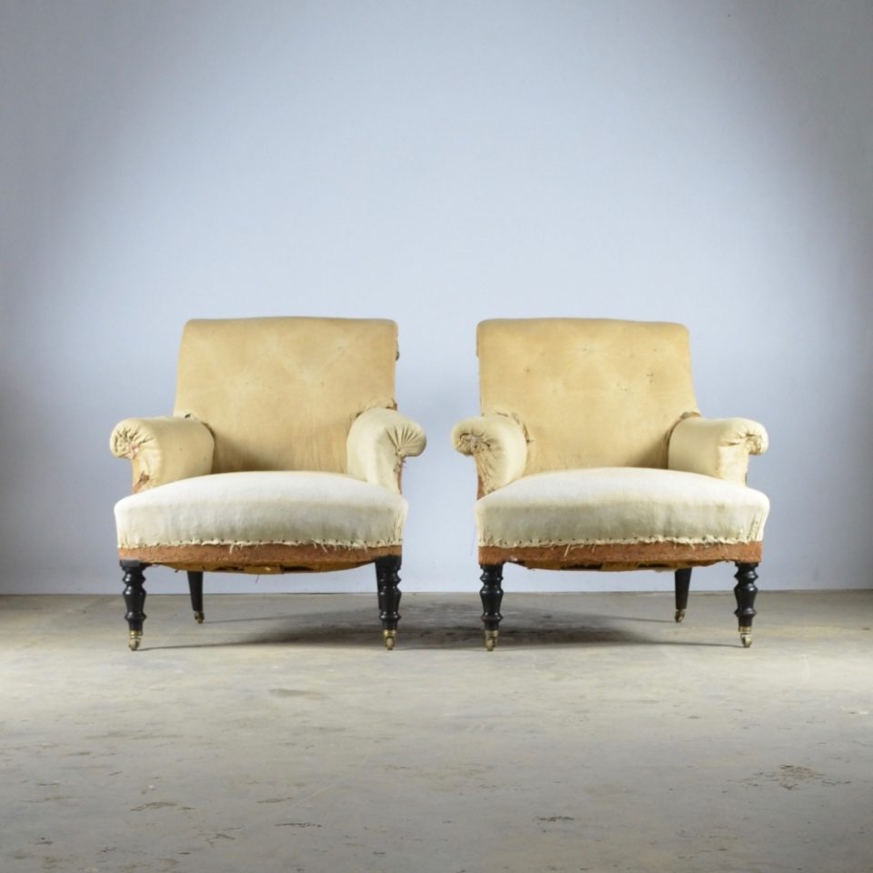 Pair of Fauteuil, Full Reupholstery Inc.