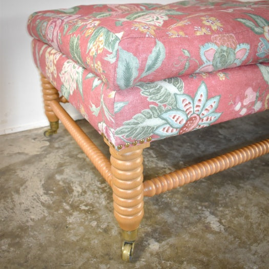 Upholstered Stacked Bobbin Leg Footstool