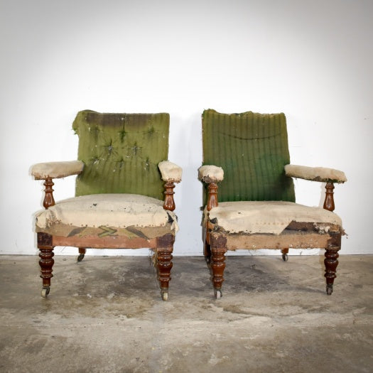 Pair of 19th Century Open Arm Library Chairs