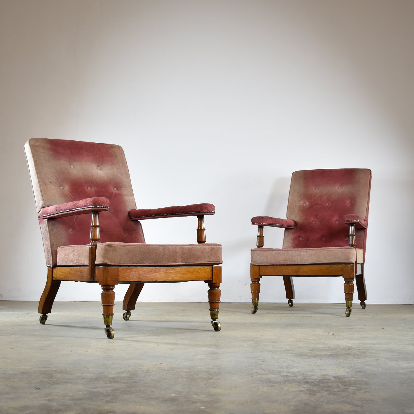 B018 Pair of Bespoke Open Arm Library Chair Frames