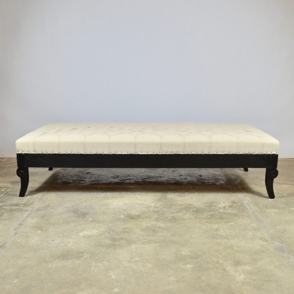 Ebonised Footstool, Upholstery Inc.