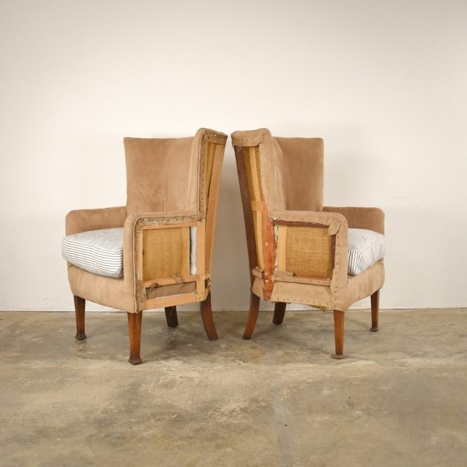 Pair Hexagonal Barrel Back Chairs