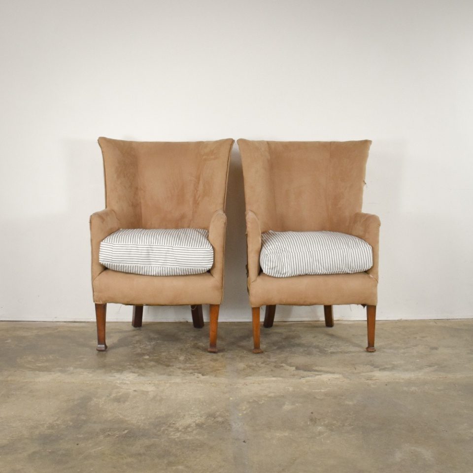 Pair Hexagonal Barrel Back Chairs