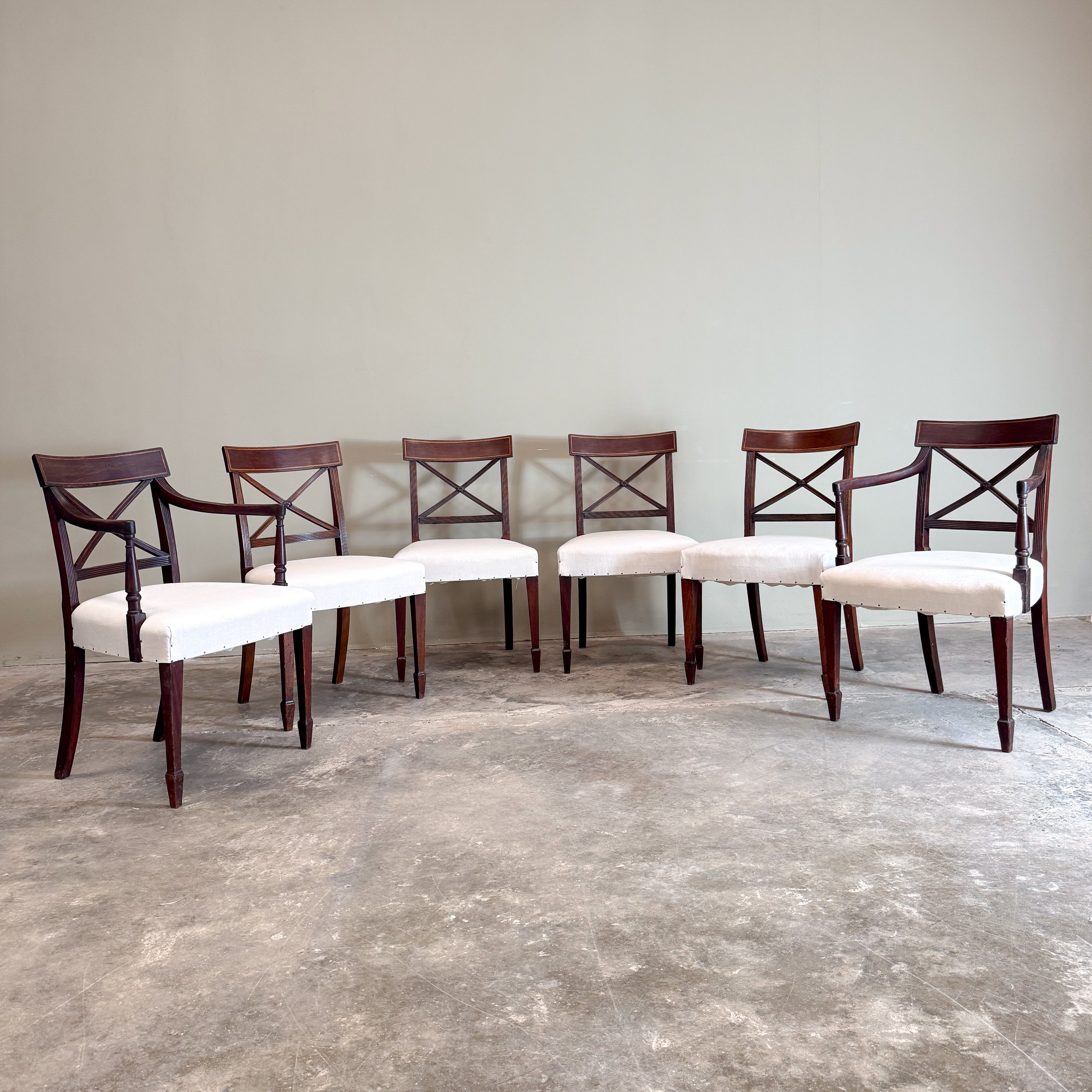 M085 Set of Six Sheraton Design Dining Chairs – Claire Langley Antiques