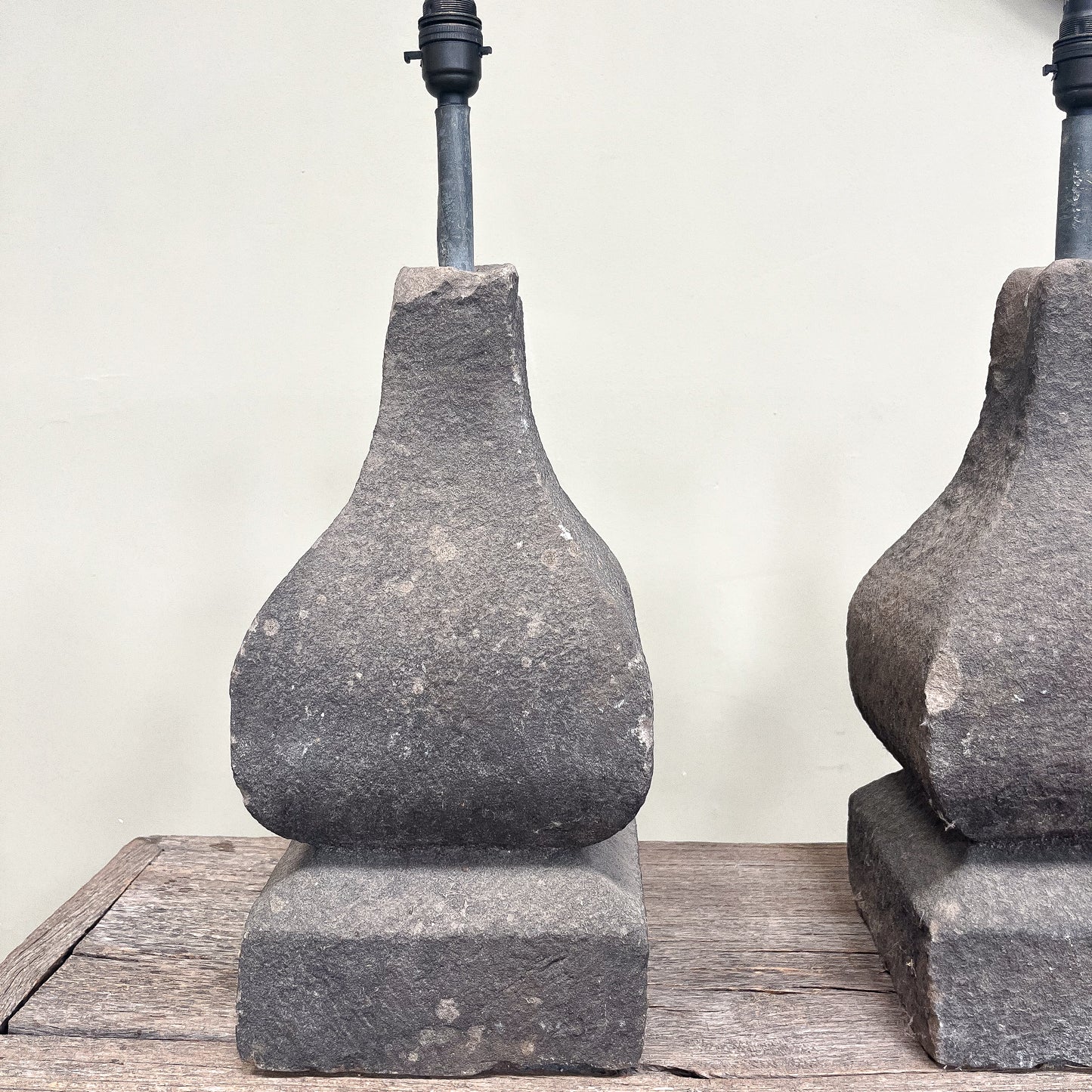 6012 Pair of Early Stone Lamps
