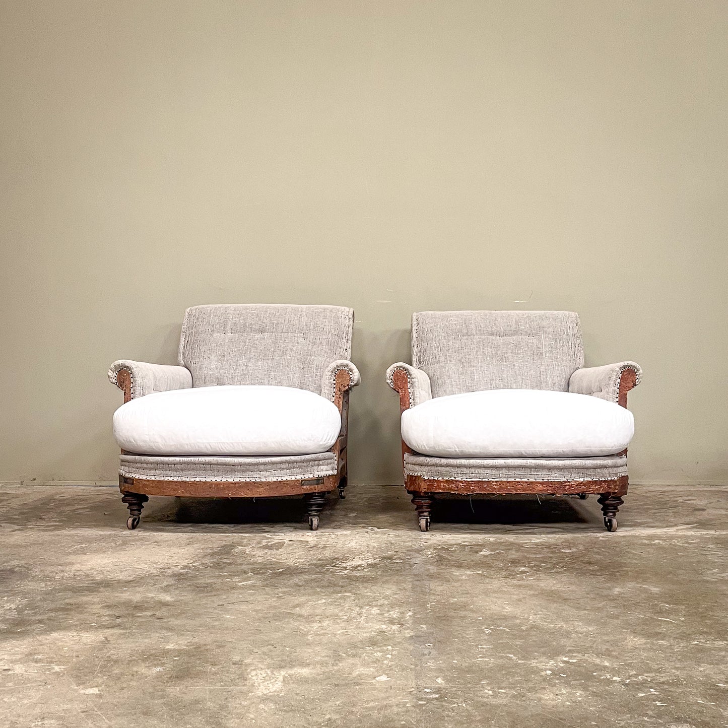 C1260 Matched pair of Howard Style Club chairs