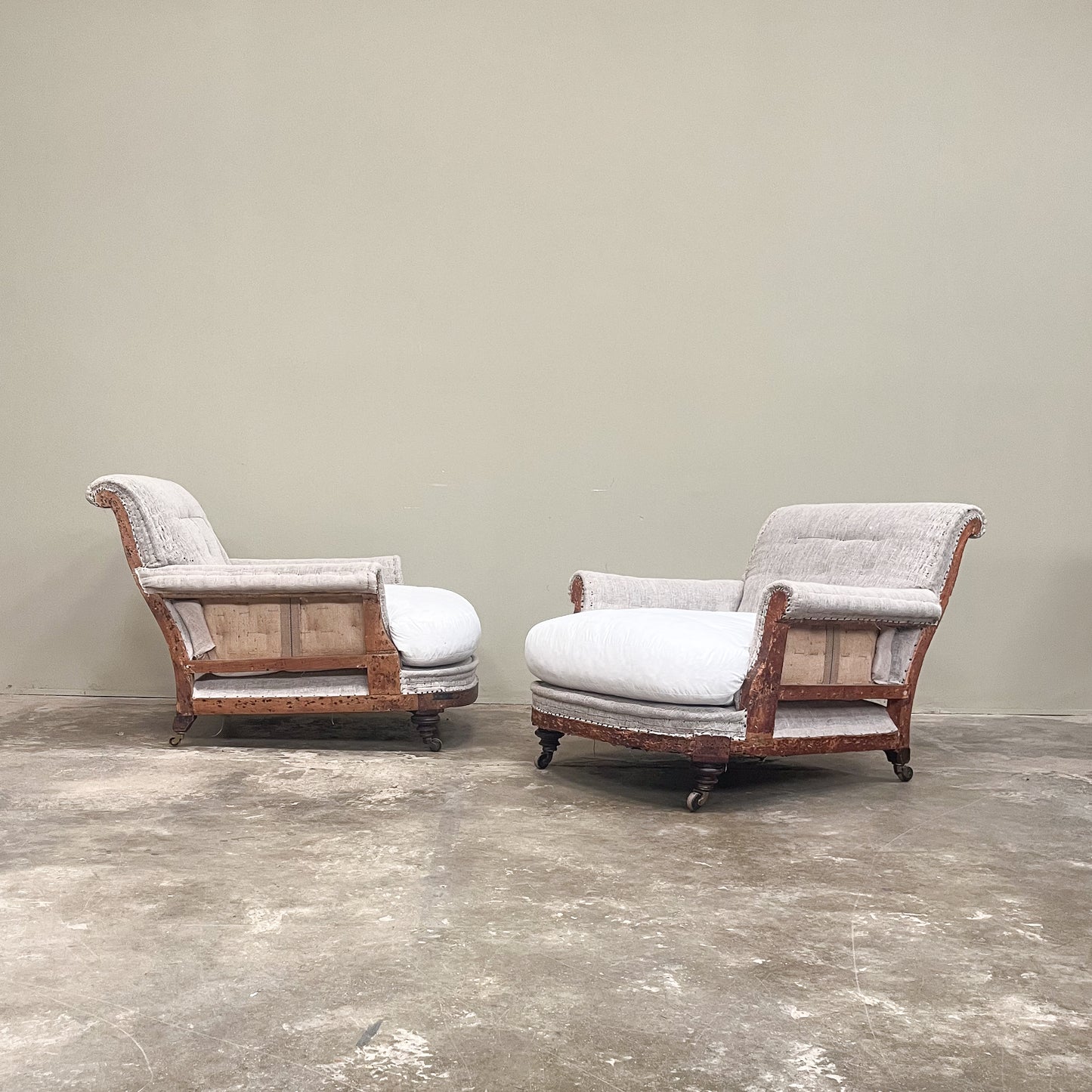 C1260 Matched pair of Howard Style Club chairs