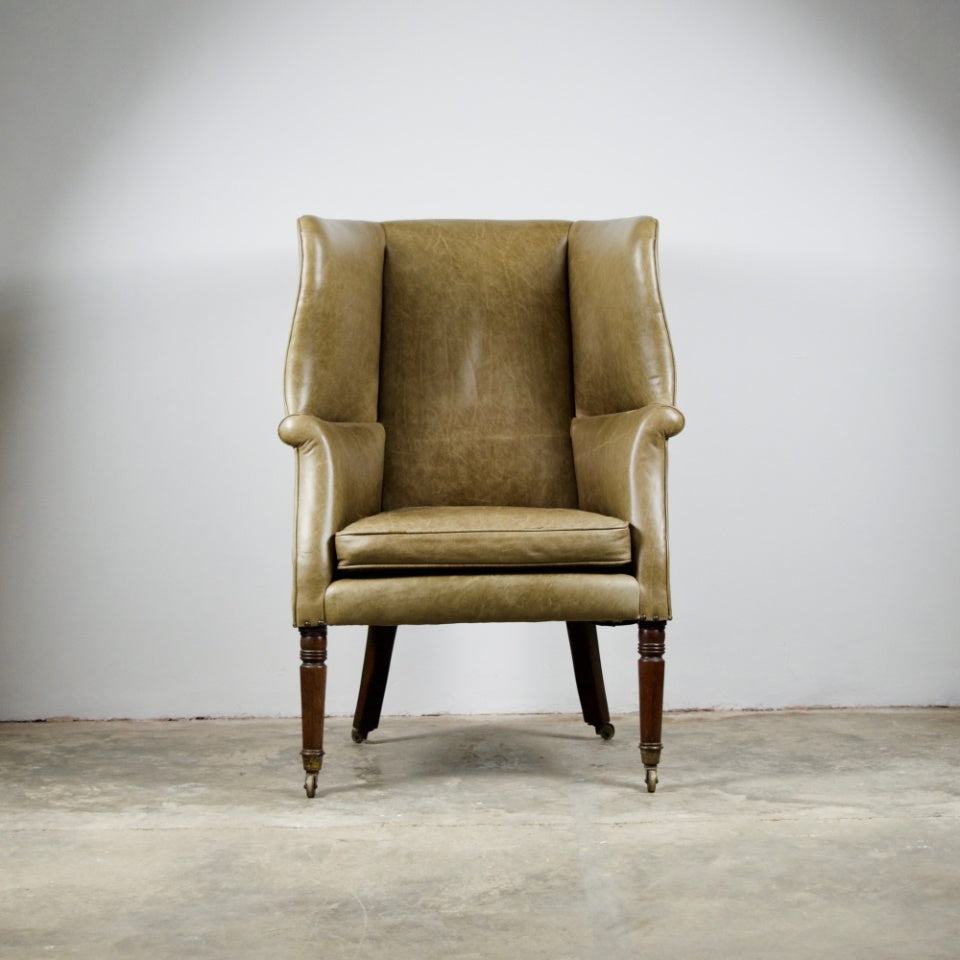 English Barrel Back Wing Chair