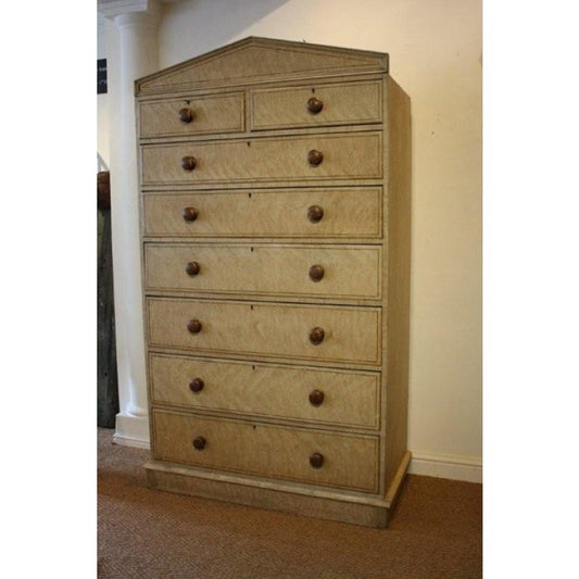 19th century simulated maple wood painted pine chest of drawers