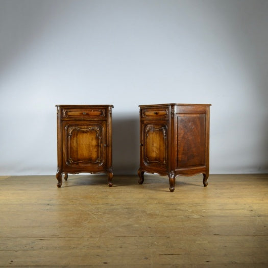 Pair of Walnut Pot Cupboards / Bedside Tables