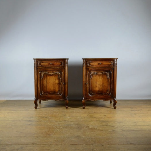 Pair of Walnut Pot Cupboards / Bedside Tables