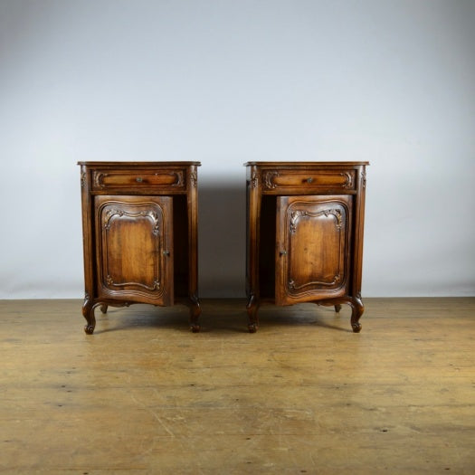 Pair of Walnut Pot Cupboards / Bedside Tables