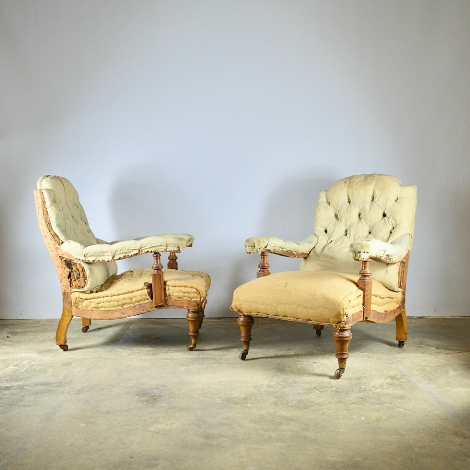 Pair of Open Arm Library Chairs