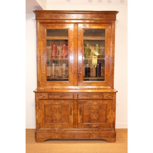 Large 19th century French walnut bookcase