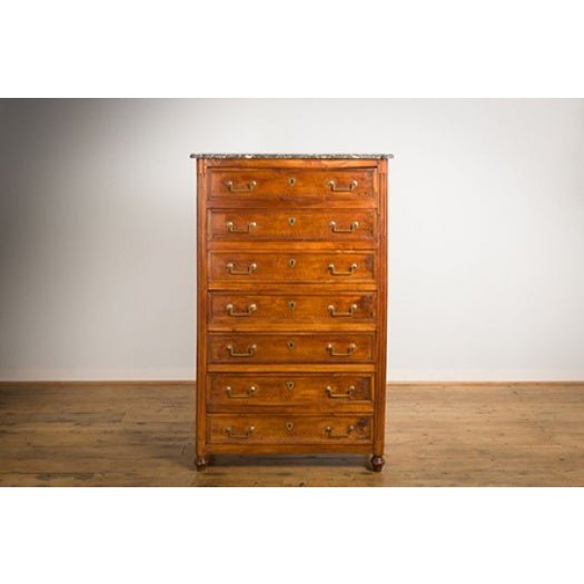 19th century French Empire style walnut chest of drawers