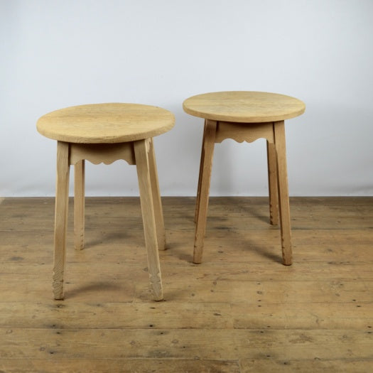 Pair of Round Oak Side Tables