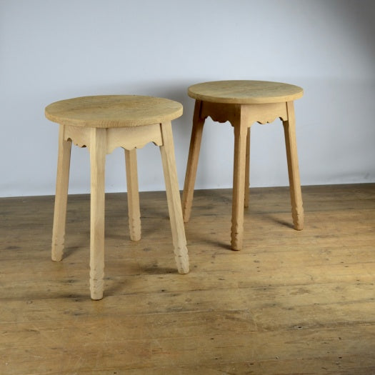 Pair of Round Oak Side Tables