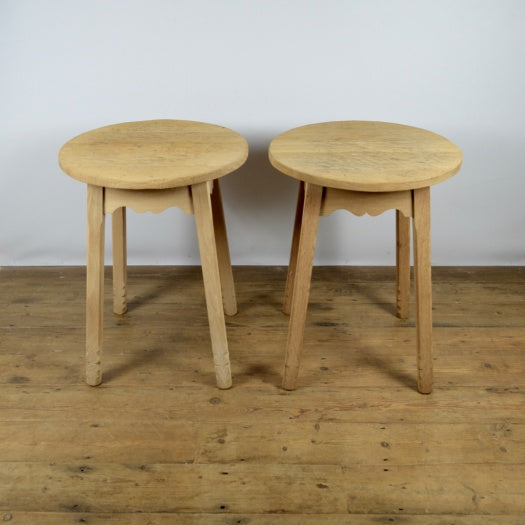 Pair of Round Oak Side Tables