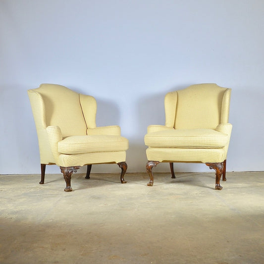 Pair of Large Scale English Wing Chairs