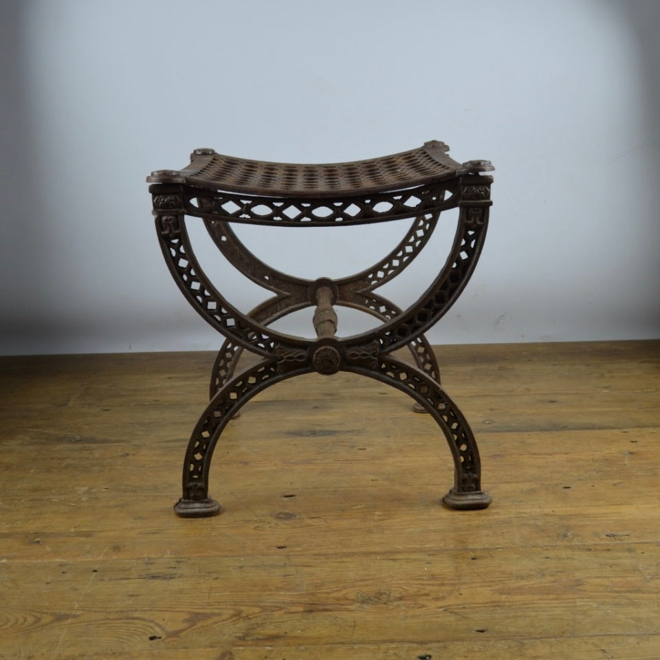 French Cast Iron X Frame Stool