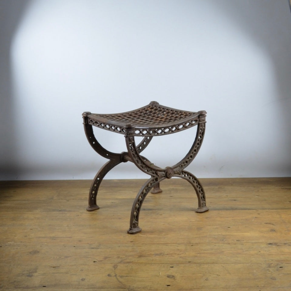 French Cast Iron X Frame Stool