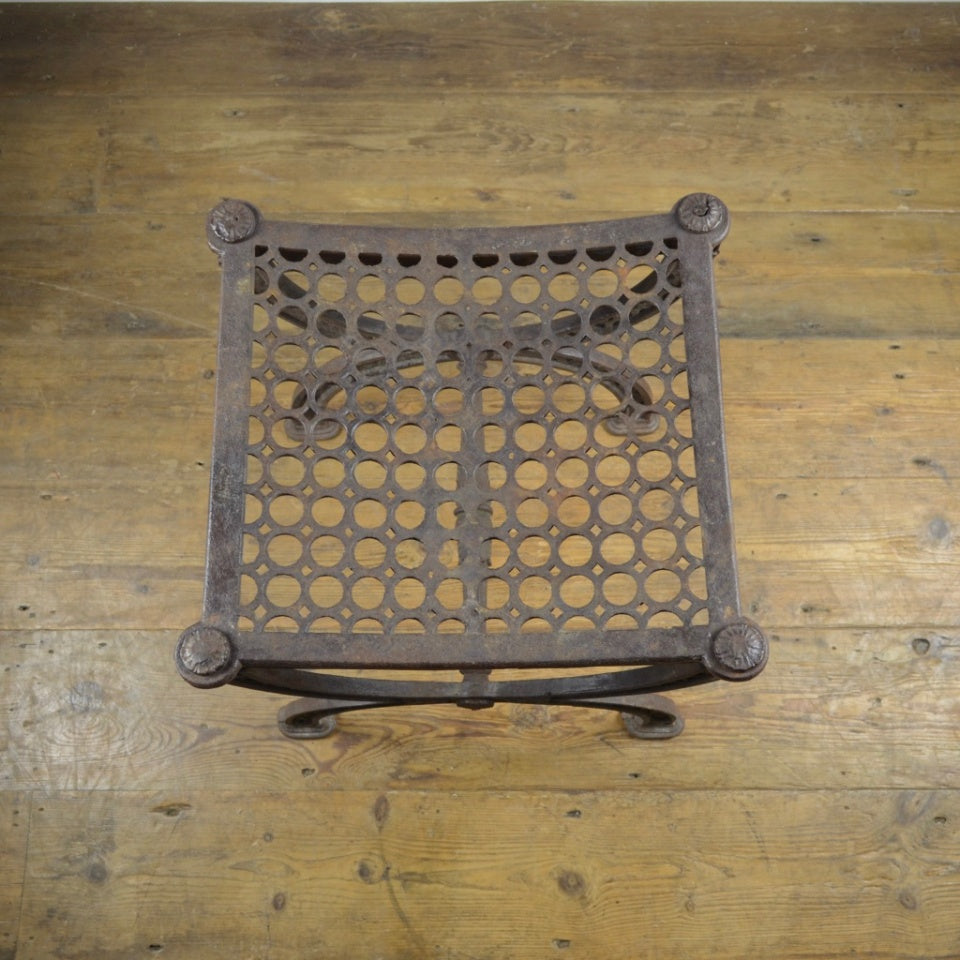 French Cast Iron X Frame Stool