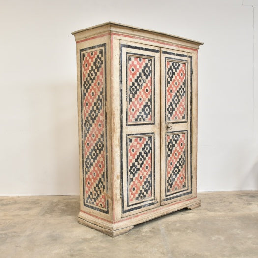 Geometric Painted Italian Cupboard