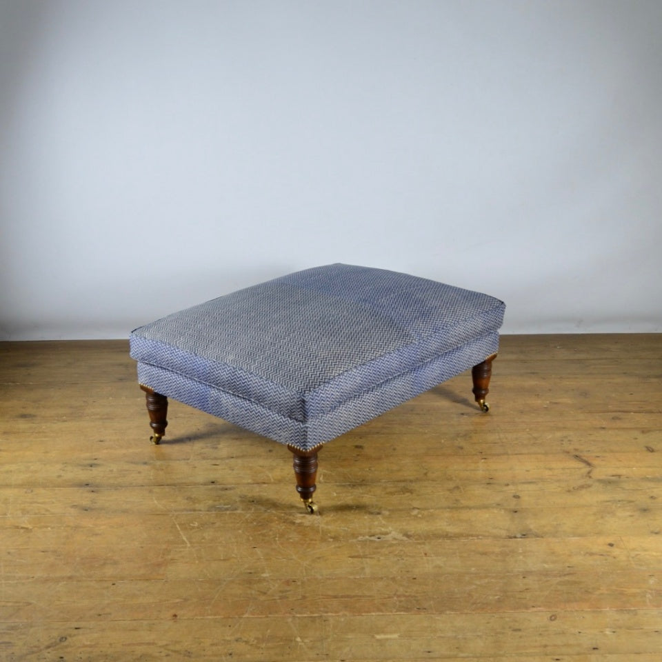 Footstool With Turned Mahogany Legs