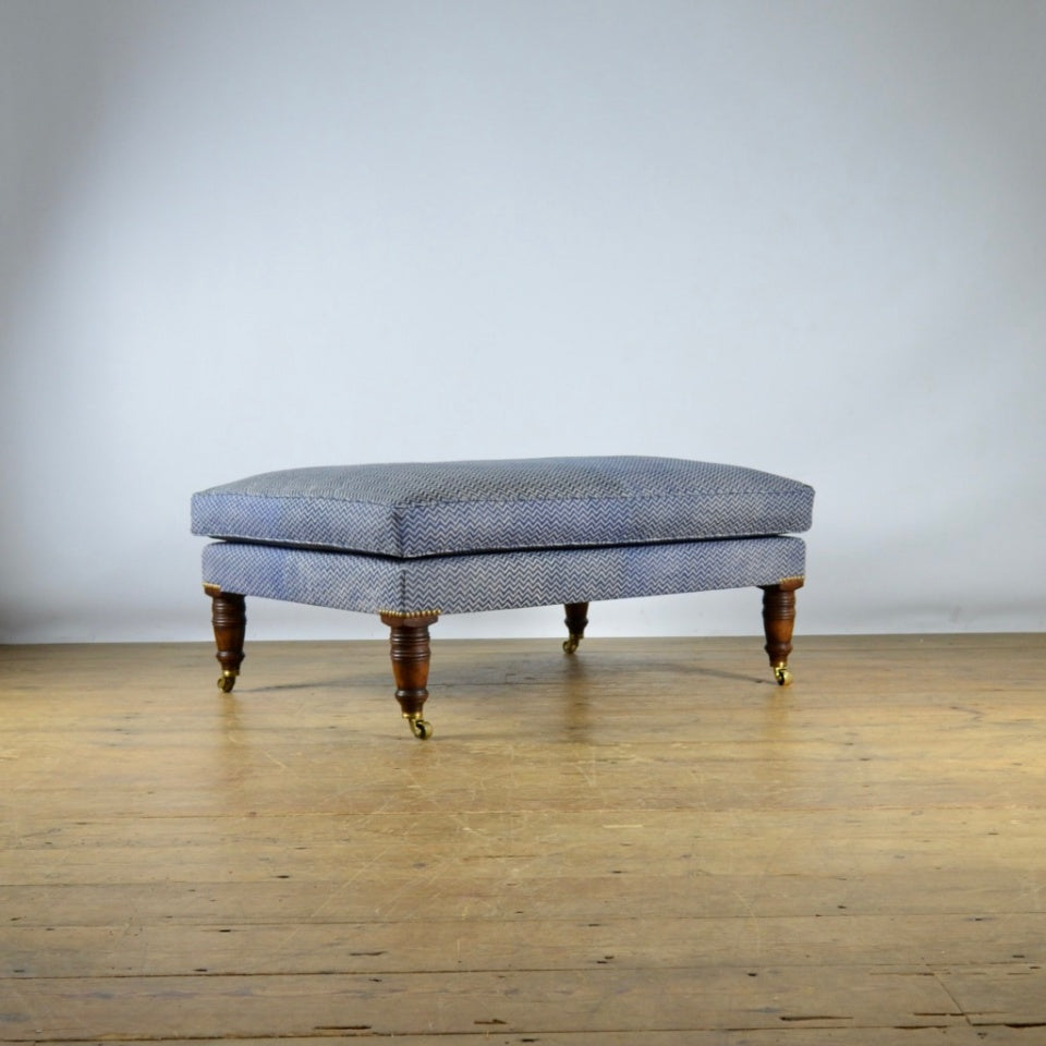 Footstool With Turned Mahogany Legs