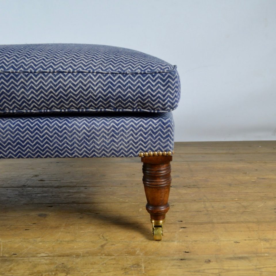 Footstool With Turned Mahogany Legs