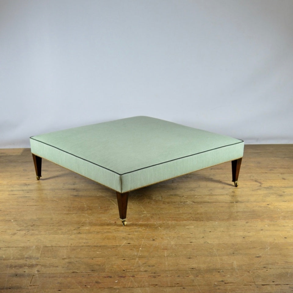 Footstool With Mahogany Legs - Full Upholstering Included