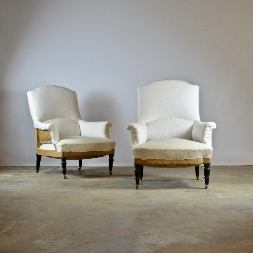 Pair of French Fauteuil, Full Reupholstery Inc.