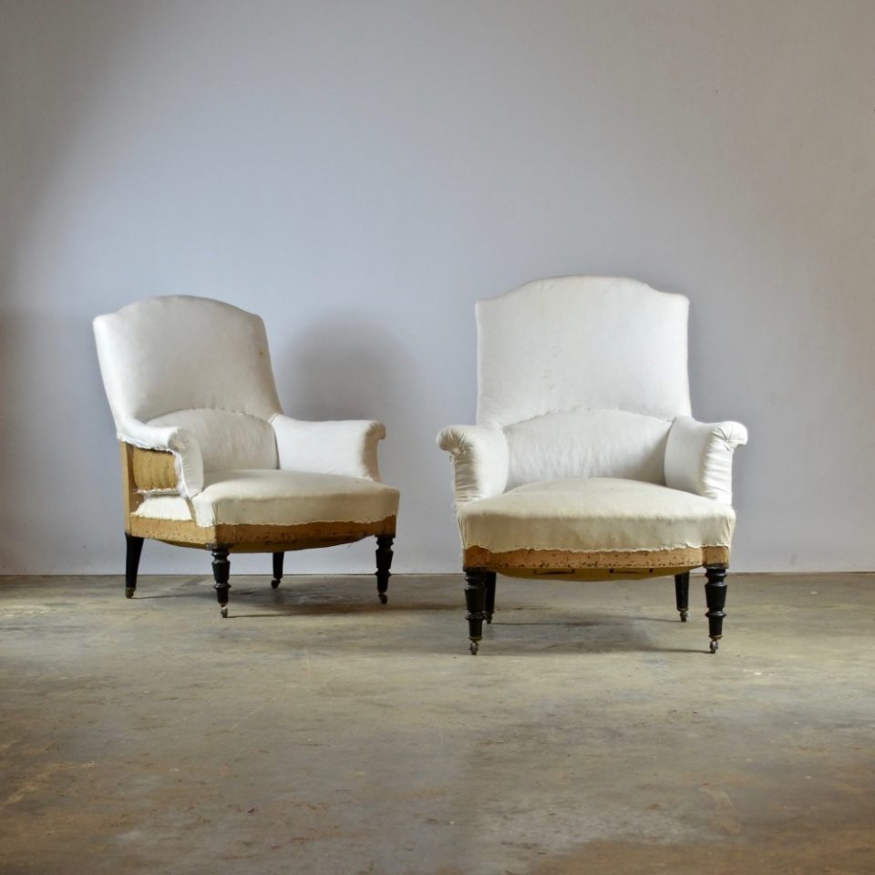 Pair of French Fauteuil. Full Reupholstery Inc.