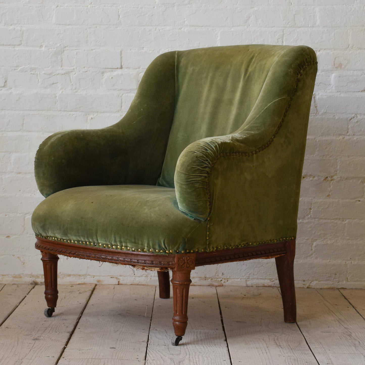 Pair of Upholstered French Fauteuil Chairs