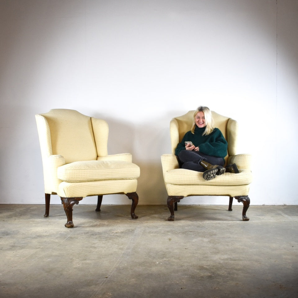 Pair of Large Scale Wing Chairs