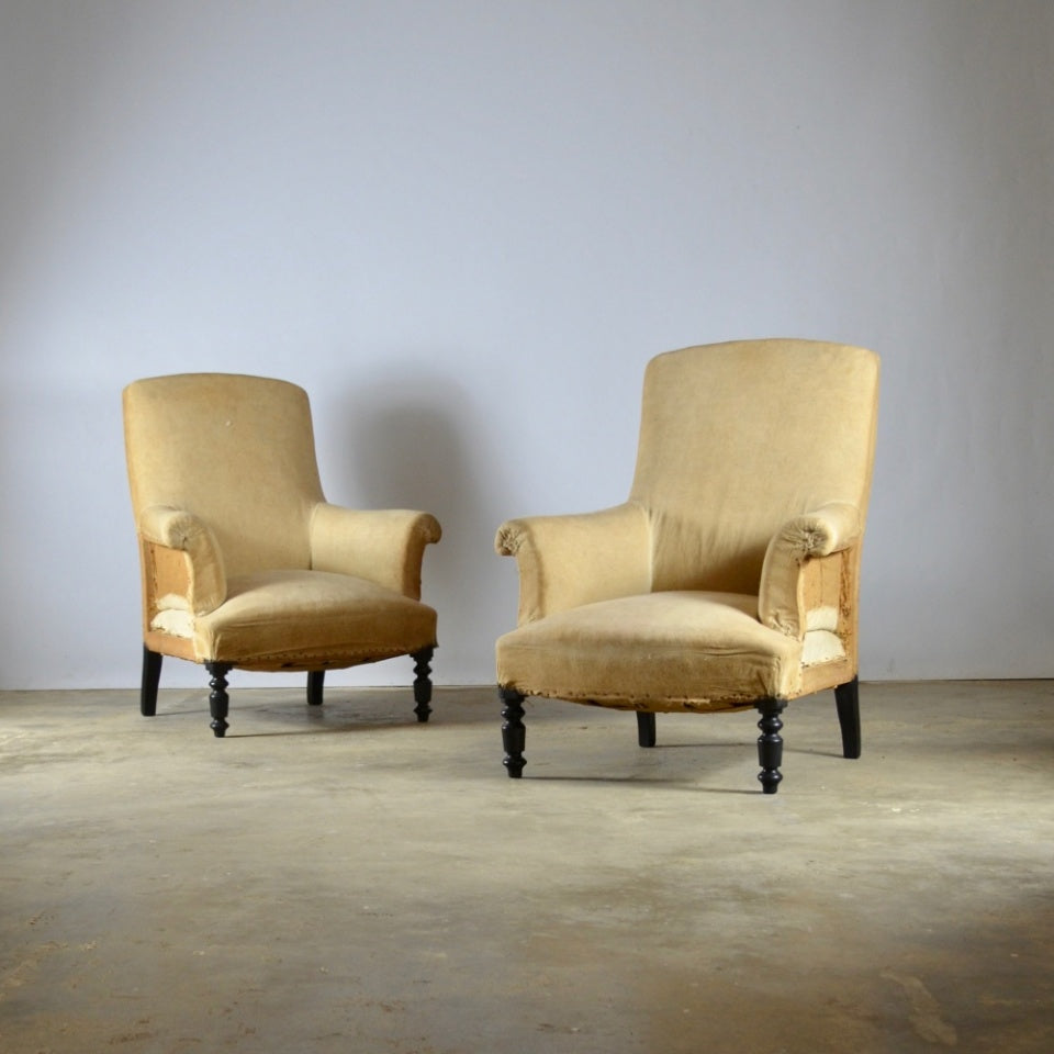 Pair of French Fauteuil, Full Reupholstery Inc.