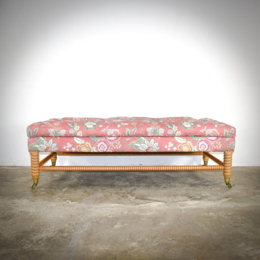 Upholstered Stacked Bobbin Leg Footstool