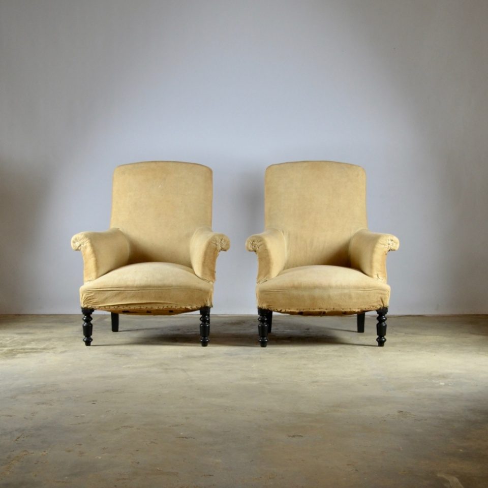 Pair of French Fauteuil, Full Reupholstery Inc.