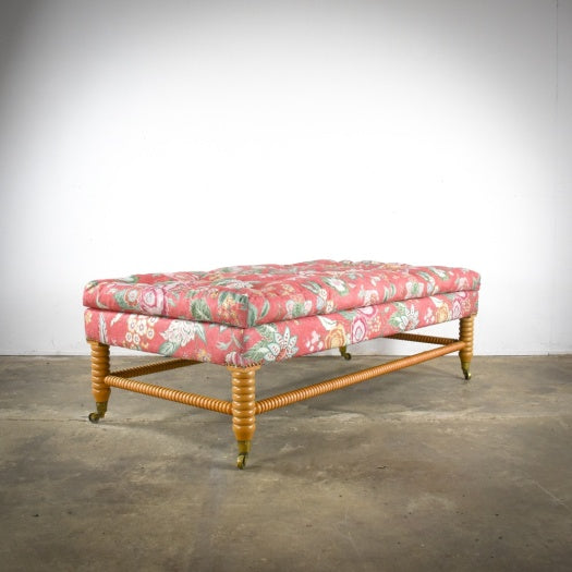 Upholstered Stacked Bobbin Leg Footstool