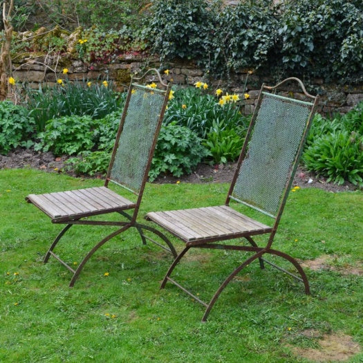 Pair of French Painted Garden Chairs