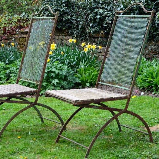 Pair of French Painted Garden Chairs