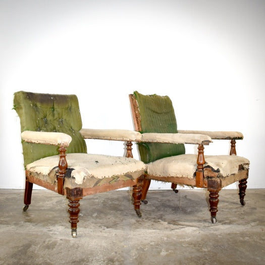 Pair of 19th Century Open Arm Library Chairs