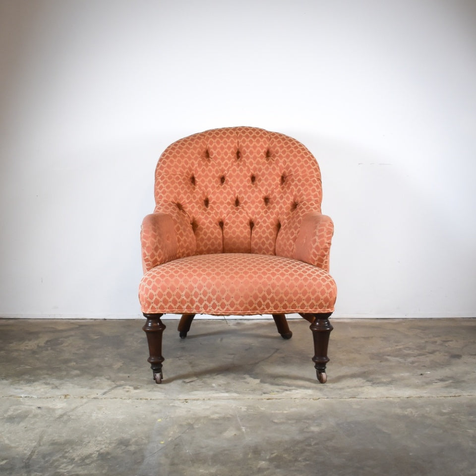 Pink Buttoned Back Library Chair