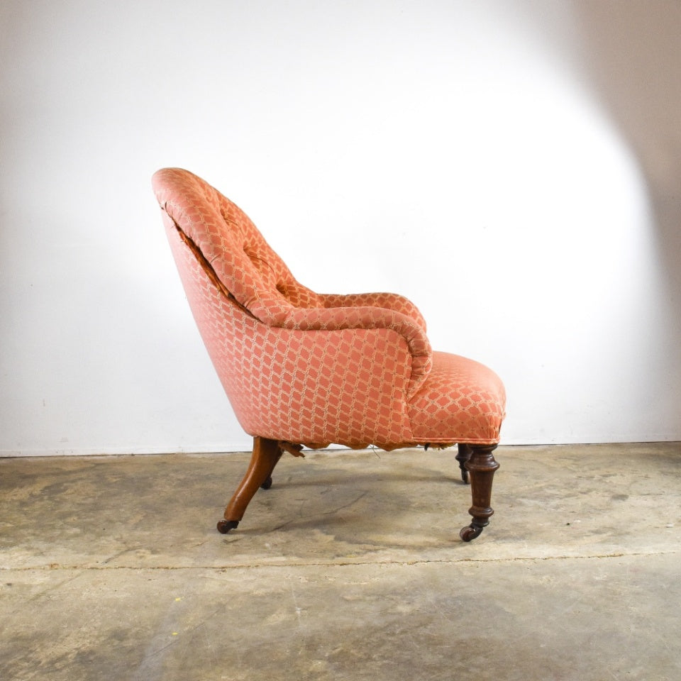 Pink Buttoned Back Library Chair